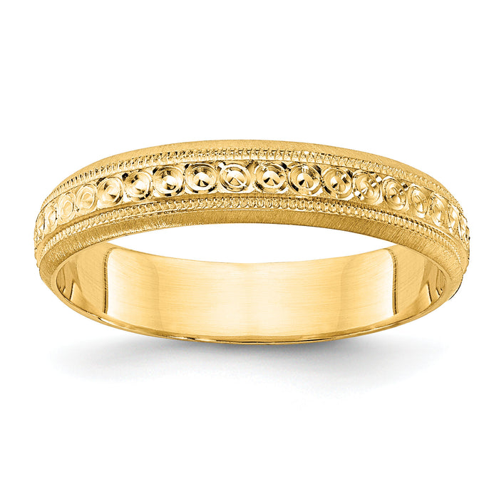 14k 3mm Design Etched Wedding Band-XWB249
