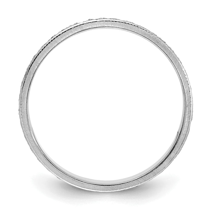 14K White Gold 3.75mm Design Etched Wedding Band-XWB250