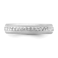 14K White Gold 3.75mm Design Etched Wedding Band-XWB250