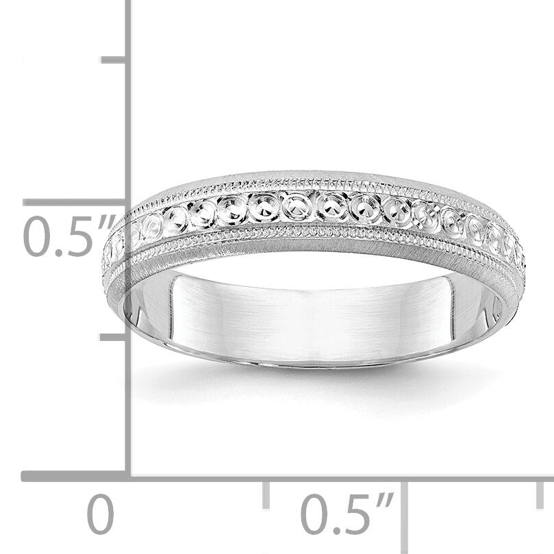 14K White Gold 3.75mm Design Etched Wedding Band-XWB250