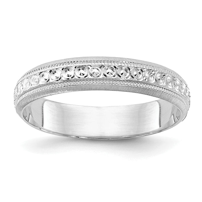 14K White Gold 3.75mm Design Etched Wedding Band-XWB250