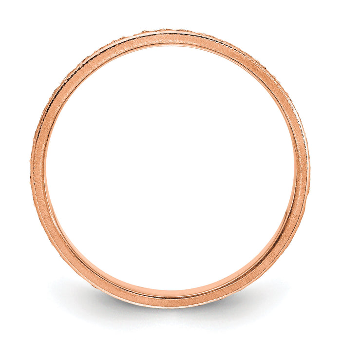 14K Rose Gold 3mm Design Etched Wedding Band-XWB251