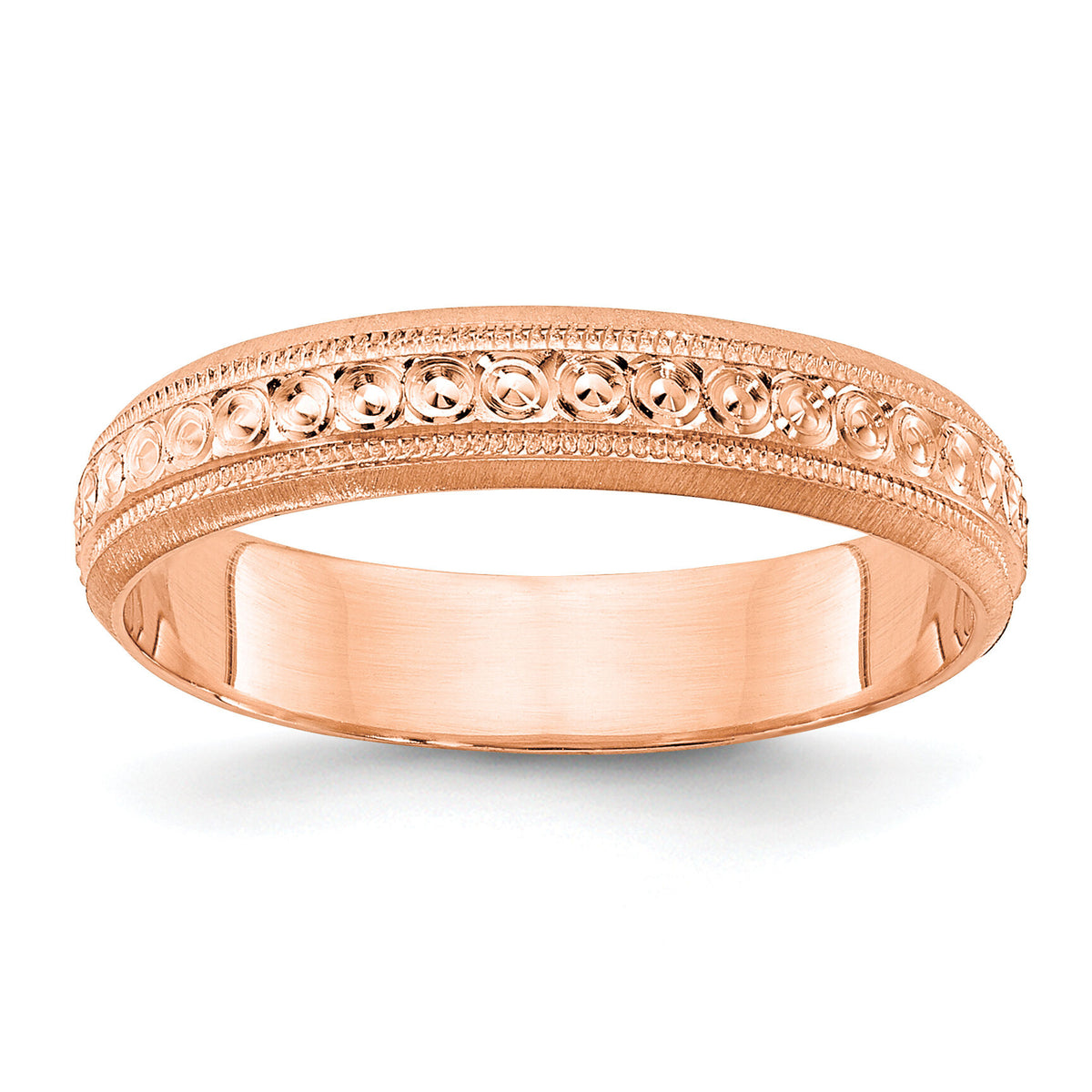 14K Rose Gold 3mm Design Etched Wedding Band-XWB251