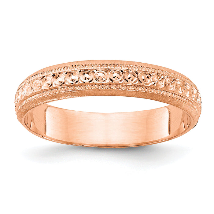 14K Rose Gold 3mm Design Etched Wedding Band-XWB251