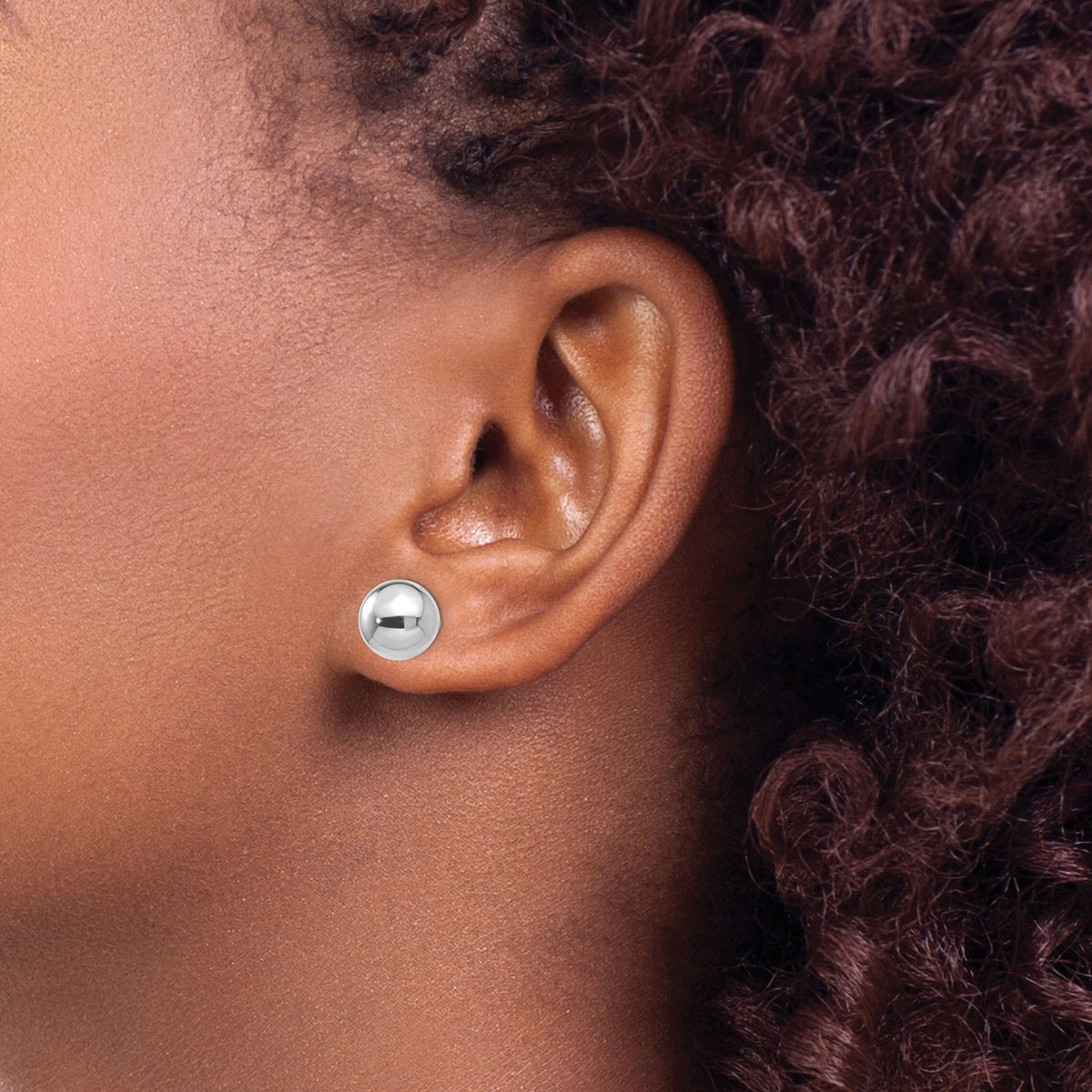 14k White Gold Polished 9mm Ball Post Earrings-XWE110