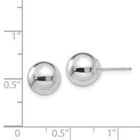 14k White Gold Polished 9mm Ball Post Earrings-XWE110