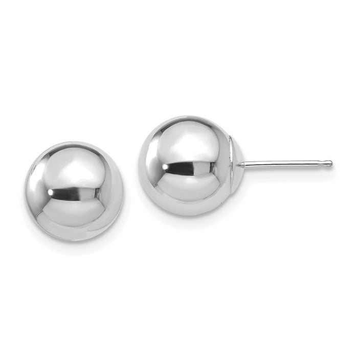 14k White Gold Polished 9mm Ball Post Earrings-XWE110