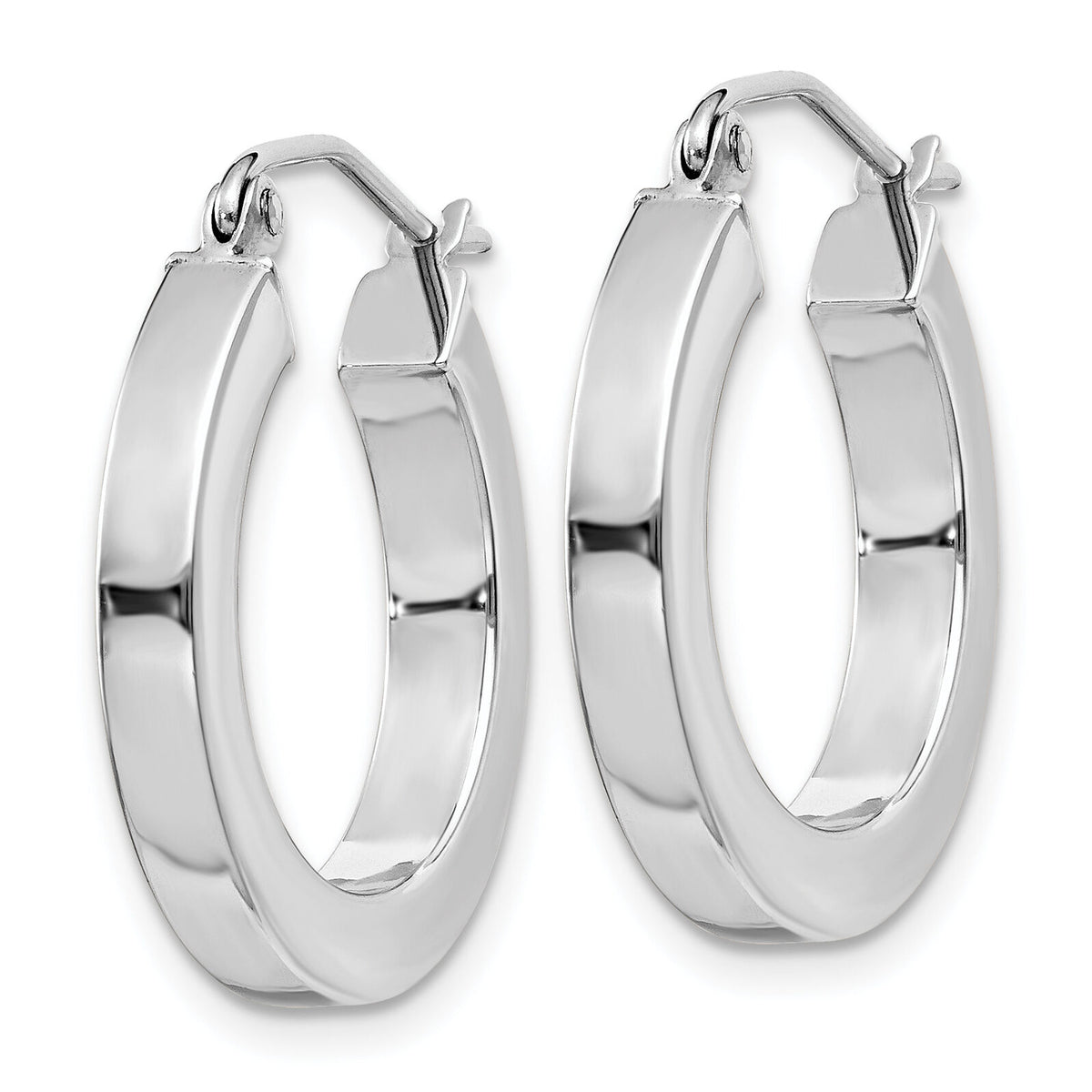 14k White Gold Square Tube Hoop Earrings-XWE120