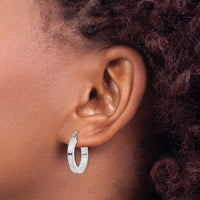 14k White Gold Square Tube Hoop Earrings-XWE120