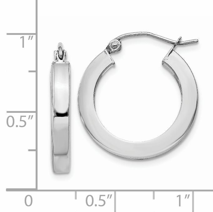 14k White Gold Square Tube Hoop Earrings-XWE120