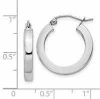 14k White Gold Square Tube Hoop Earrings-XWE120