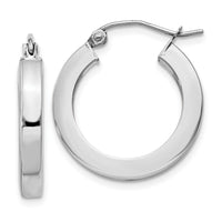 14k White Gold Square Tube Hoop Earrings-XWE120
