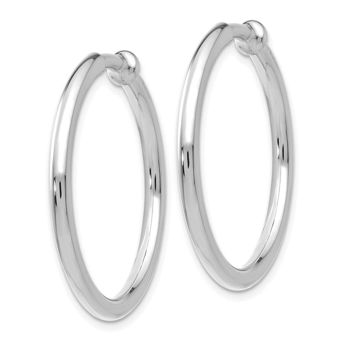 14k White Gold Non-pierced Earring Hoops Earrings-XWE136