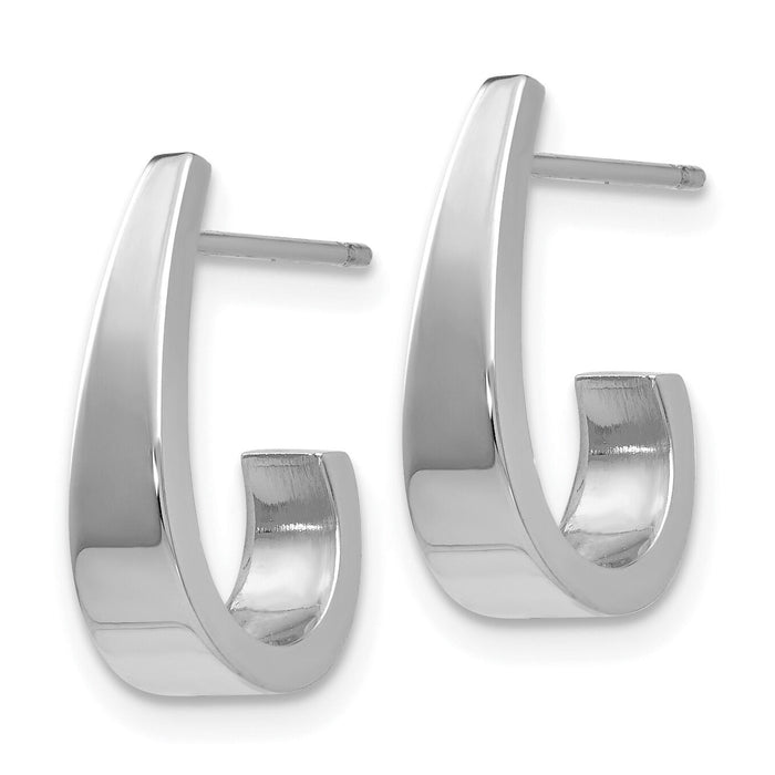 14k White Gold Polished J-Hoop Post Earrings-XWE198