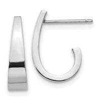 14k White Gold Polished J-Hoop Post Earrings-XWE198