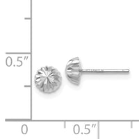 14k White Gold Polished & Diamond-Cut Half Ball Post Earrings-XWE206
