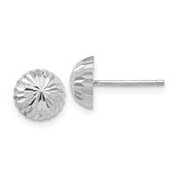14k White Gold Polished & Diamond-Cut Half Ball Post Earrings-XWE207
