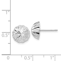 14k White Gold Polished & Diamond-Cut Half Ball Post Earrings-XWE208