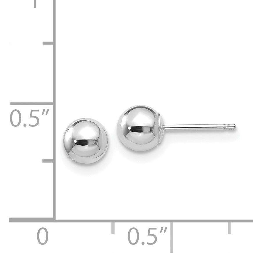 14k White Gold Polished 5mm Ball Post Earrings-XWE322