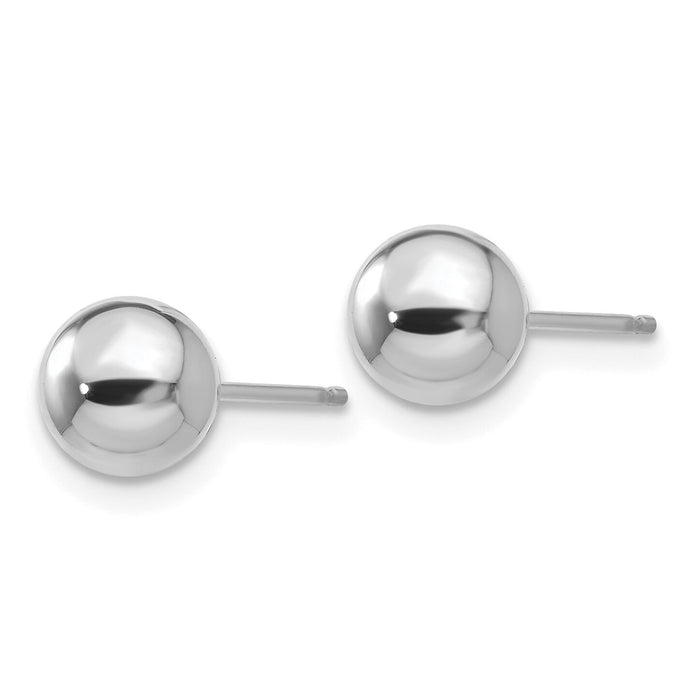 14k White Gold Polished 6mm Ball Post Earrings-XWE323
