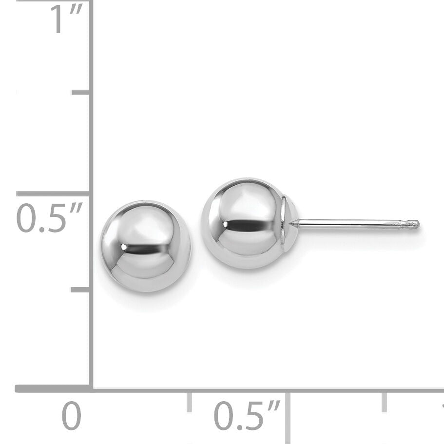 14k White Gold Polished 6mm Ball Post Earrings-XWE323