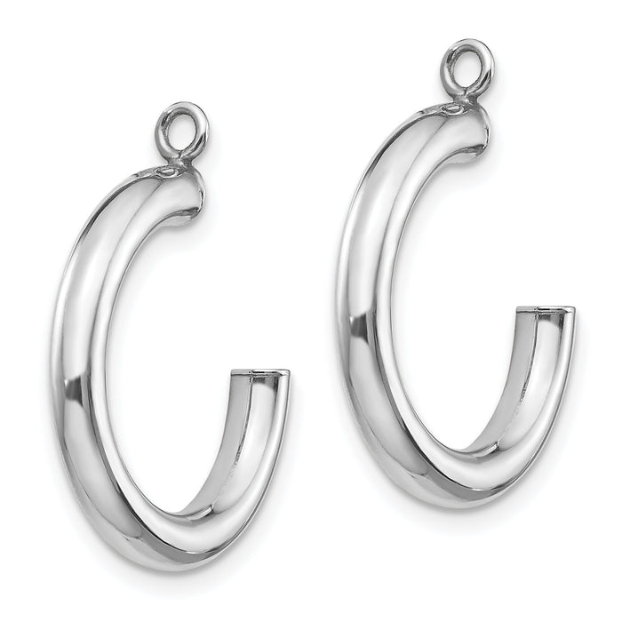 14k White Gold Polished Tube Hoop Earring Jackets-XWJ6