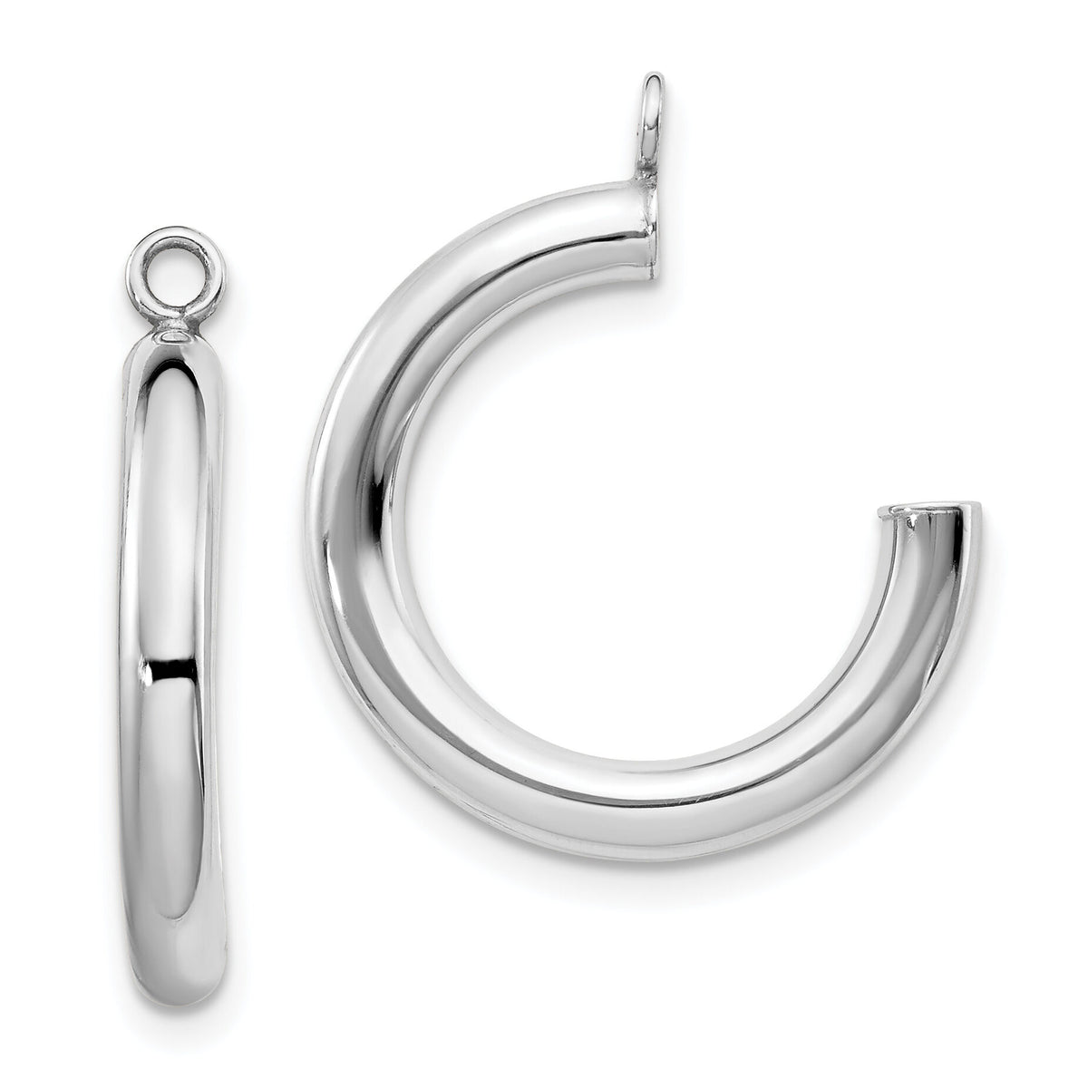 14k White Gold Polished Tube Hoop Earring Jackets-XWJ6