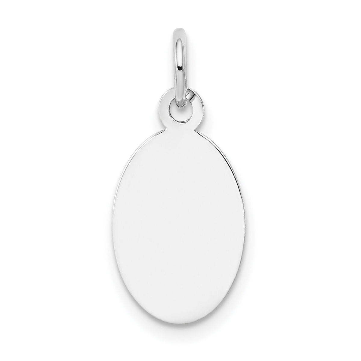 14k White Gold Plain .018 Gauge Oval Engravable Disc Charm-XWM100/18
