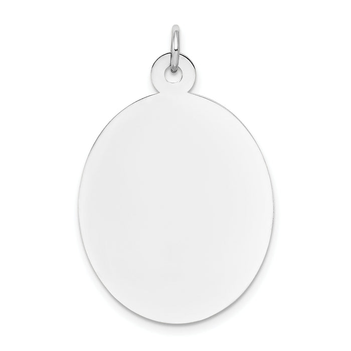 14k White Gold Plain .013 Gauge Oval Engravable Disc Charm-XWM102/13