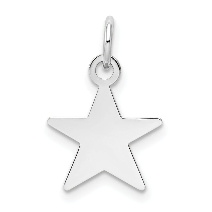 14k White Gold Plain .018 Gauge Engravable Star Charm-XWM110/18