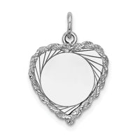14k White Gold Etched Design .013 Gauge Engravable Heart Charm-XWM122/13