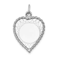 14k White Gold Etched Design .013 Gauge Engravable Heart Charm-XWM123/13