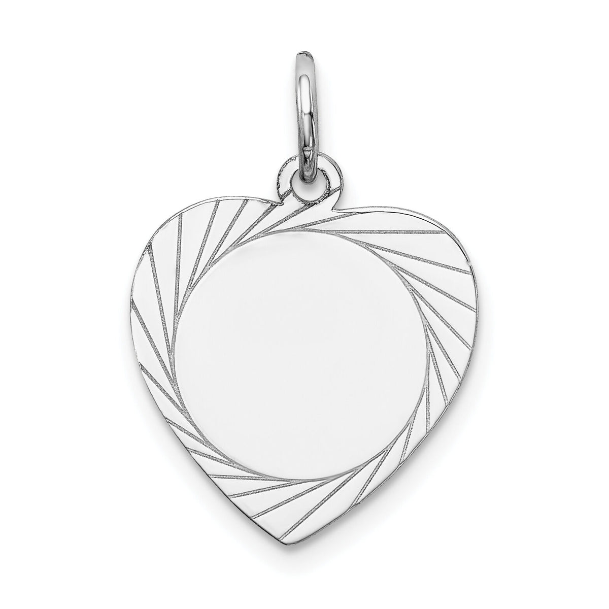 14k White Gold Etched Design .013 Gauge Engravable Heart Charm-XWM124/13