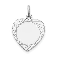14k White Gold Etched Design .013 Gauge Engravable Heart Charm-XWM124/13