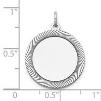 14k White Gold Etched Design .027 Gauge Round Engravable Charm-XWM132/27