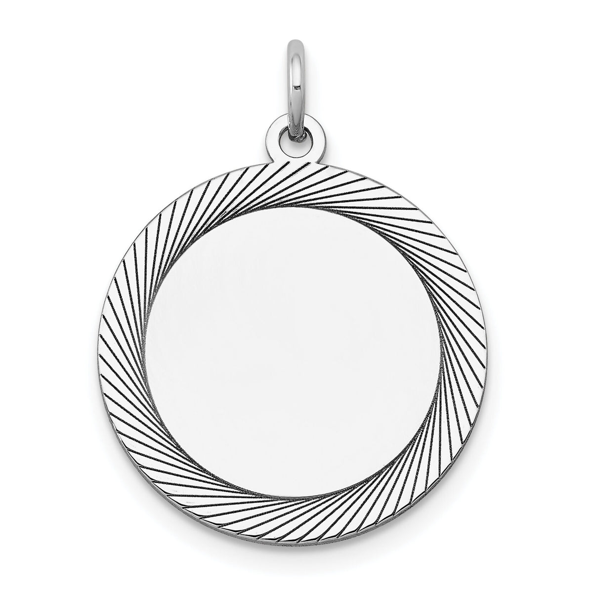 14k White Gold Etched Design .027 Gauge Round Engravable Charm-XWM132/27