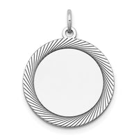 14k White Gold Etched Design .027 Gauge Round Engravable Charm-XWM132/27