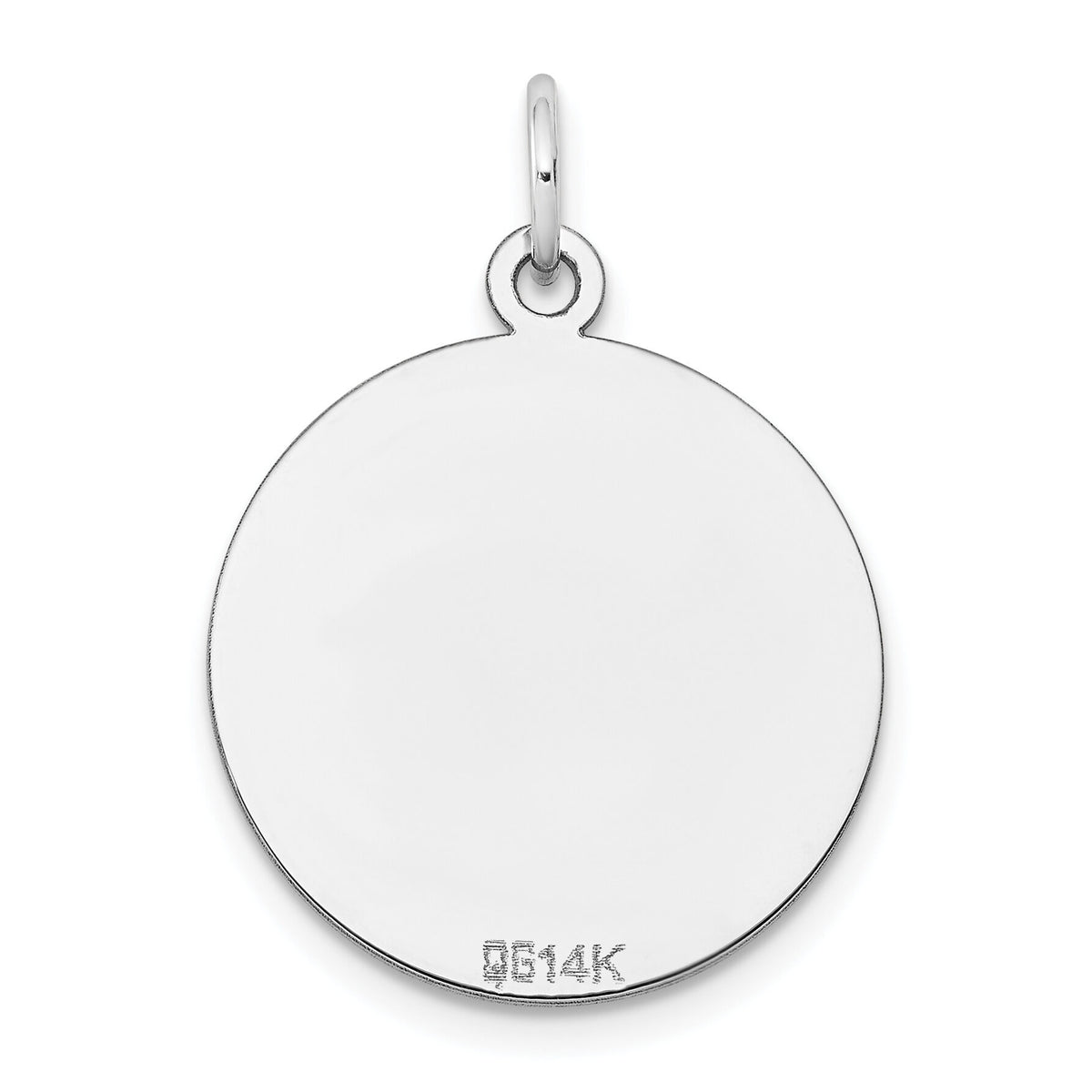 14k White Gold Plain .013 Gauge Round Engravable Disc Charm-XWM137/13