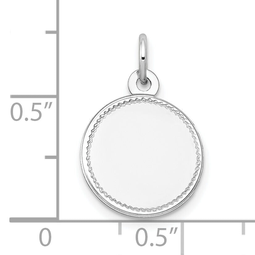 14k White Gold Plain .018 Gauge Round Engravable Disc Charm-XWM143/18