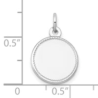 14k White Gold Plain .013 Gauge Round Engravable Disc Charm-XWM143/13