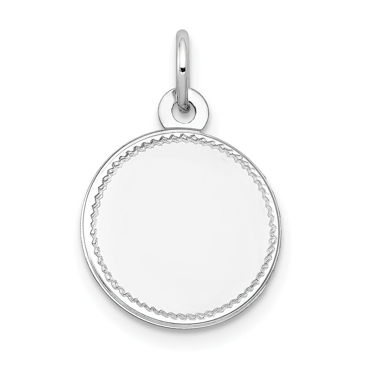 14k White Gold Plain .013 Gauge Round Engravable Disc Charm-XWM143/13