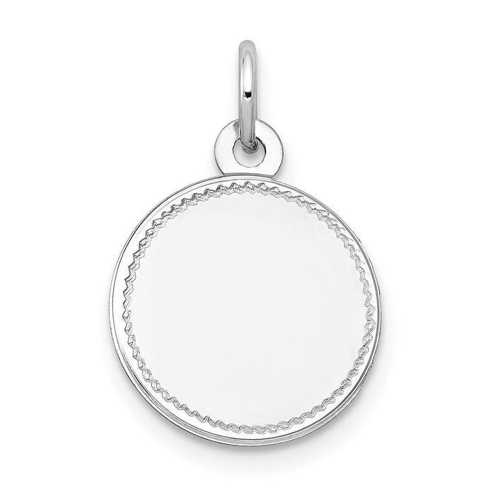 14k White Gold Plain .013 Gauge Round Engravable Disc Charm-XWM143/13