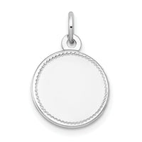 14k White Gold Plain .018 Gauge Round Engravable Disc Charm-XWM143/18