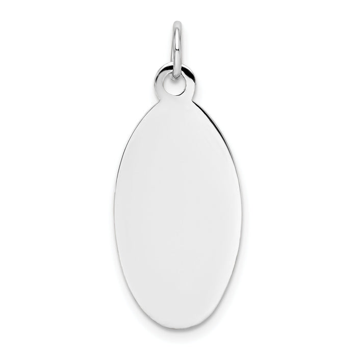 14k White Gold Plain .018 Gauge Elliptical Engravable Disc Charm-XWM149/18