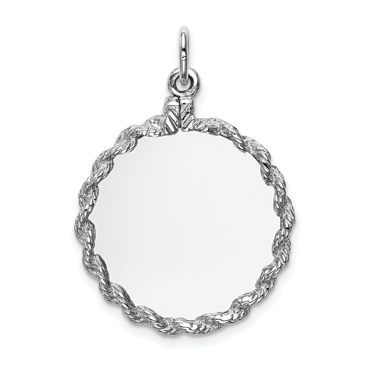 14k White Gold .013 Gauge Round Engravable Disc with Rope Charm-XWM151/13