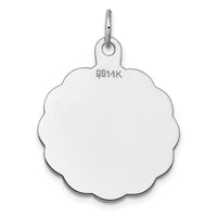 14k White Gold .013 Gauge Engraveable Scalloped Disc Charm-XWM175/13