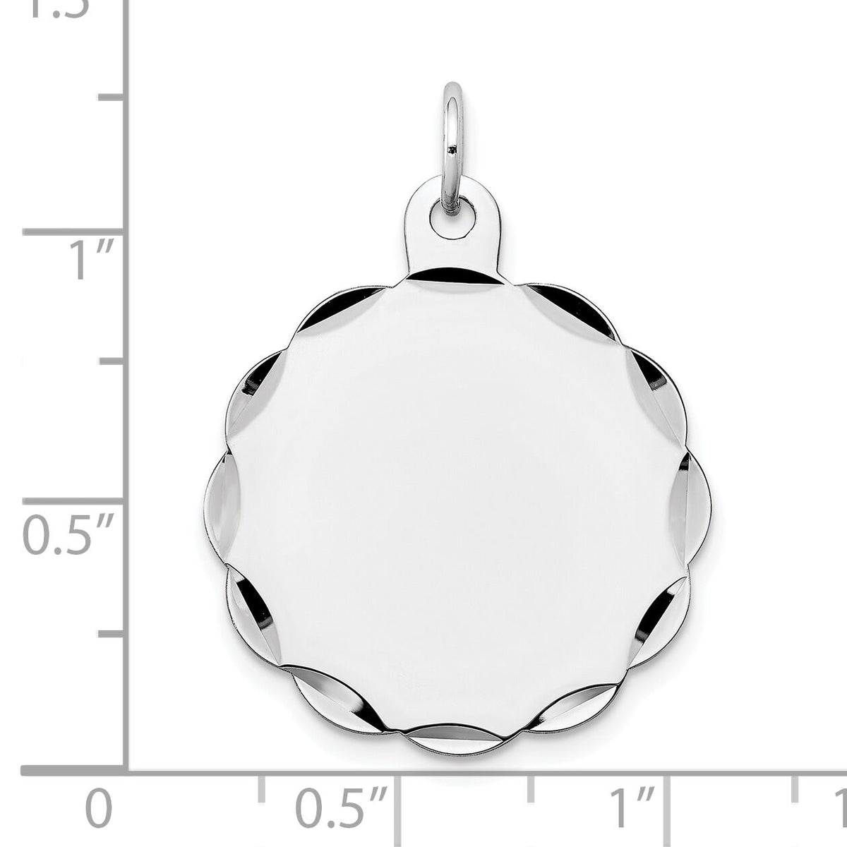 14k White Gold .013 Gauge Engraveable Scalloped Disc Charm-XWM175/13