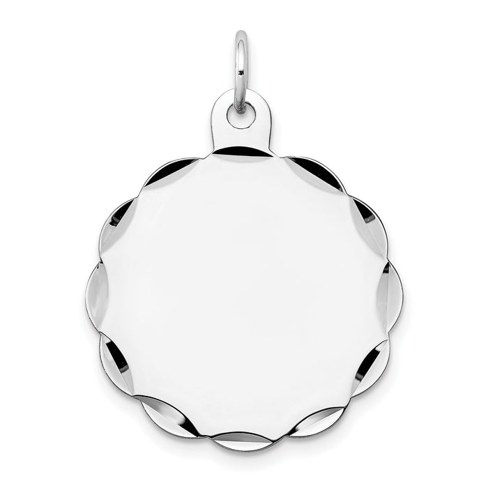 14k White Gold .013 Gauge Engraveable Scalloped Disc Charm-XWM175/13