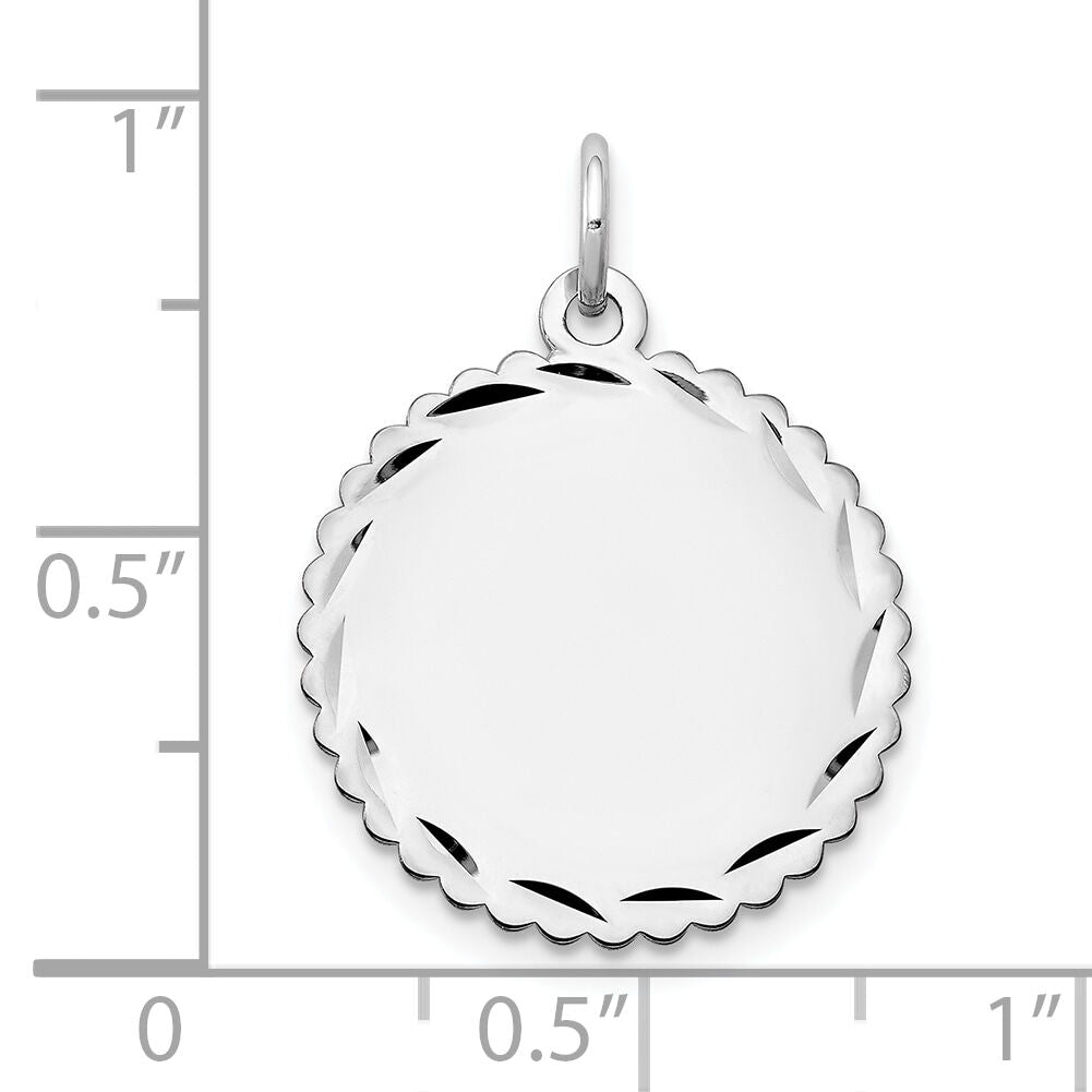 14k White Gold .013 Gauge Engraveable Scalloped Disc Charm-XWM176/13