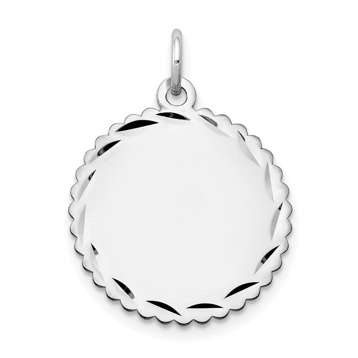 14k White Gold .011 Gauge Engraveable Scalloped Disc Charm-XWM176/11